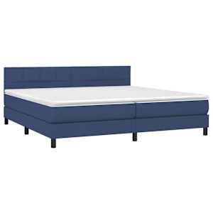 Box spring postel s matrací modrá 200x200 cm textil - obrázek 3