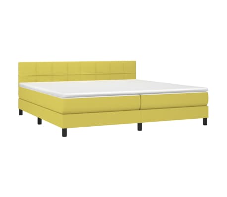 vidaXL Lova su spyruoklėmis ir čiužiniu, žalia, 200x200 cm, audinys