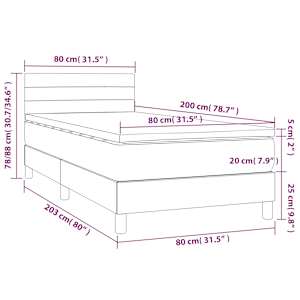 Box spring postel s matrací taupe 80x200 cm textil - obrázek 7