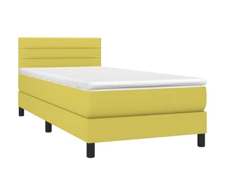 vidaXL Lova su spyruoklėmis ir čiužiniu, žalia, 80x200cm, audinys