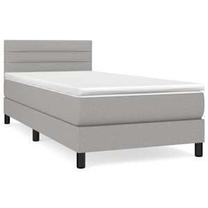 Box spring postel s matrací světle šedá 90x190 cm textil - obrázek 2