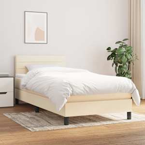Box spring postel s matrací krémová 90x190 cm textil - obrázek 1