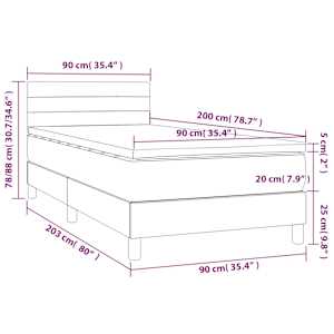 Box spring postelja z vzmetnico svetlo siva 90x200 cm blago - slika 7