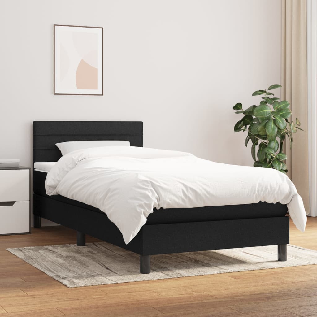 vidaXL Boxspringbett mit Matratze Schwarz 90x200 cm Stoff