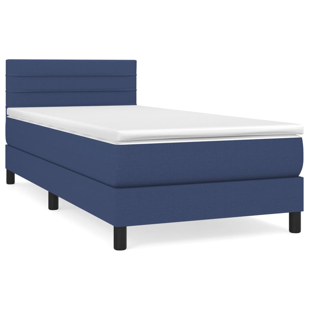 vidaXL Posteľný rám boxspring s matracom modrý 90x200 cm látka