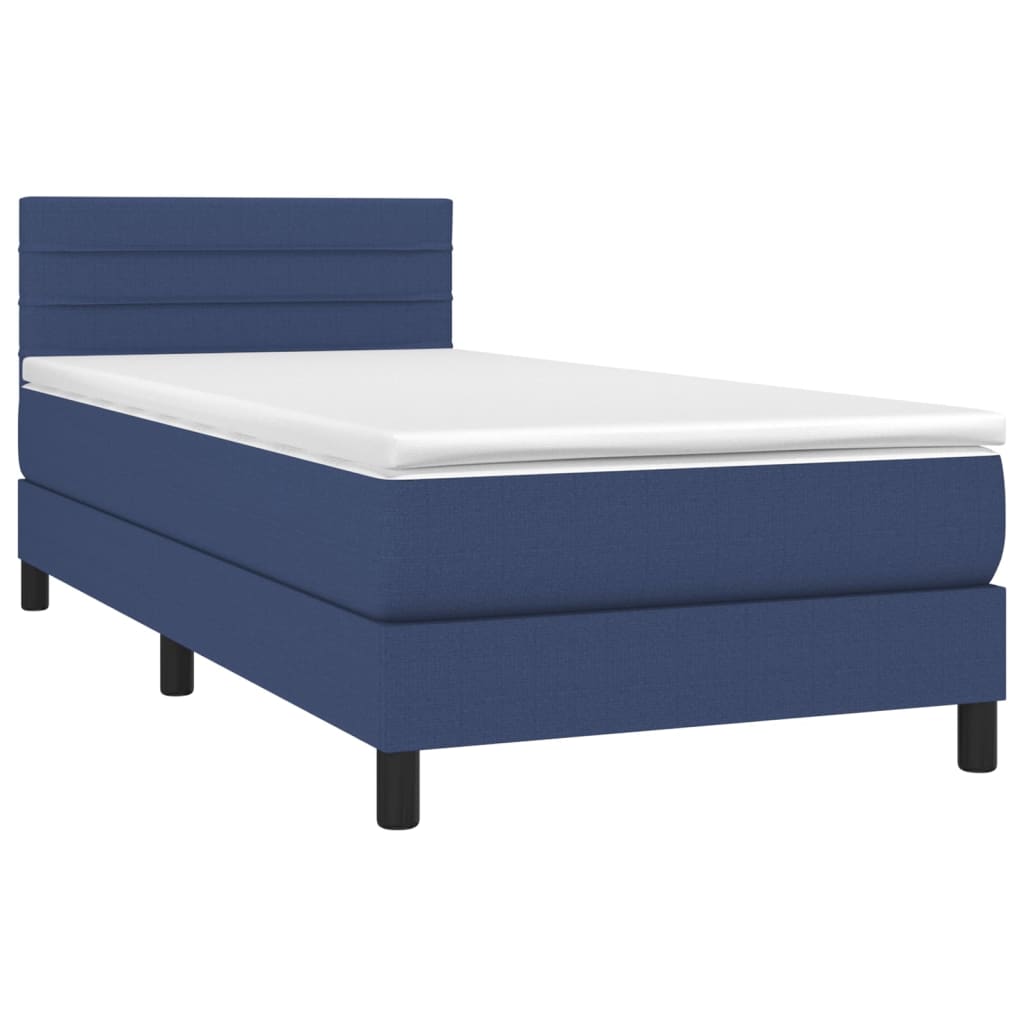 vidaXL Boxspring met matras stof blauw 90x200 cm afbeelding