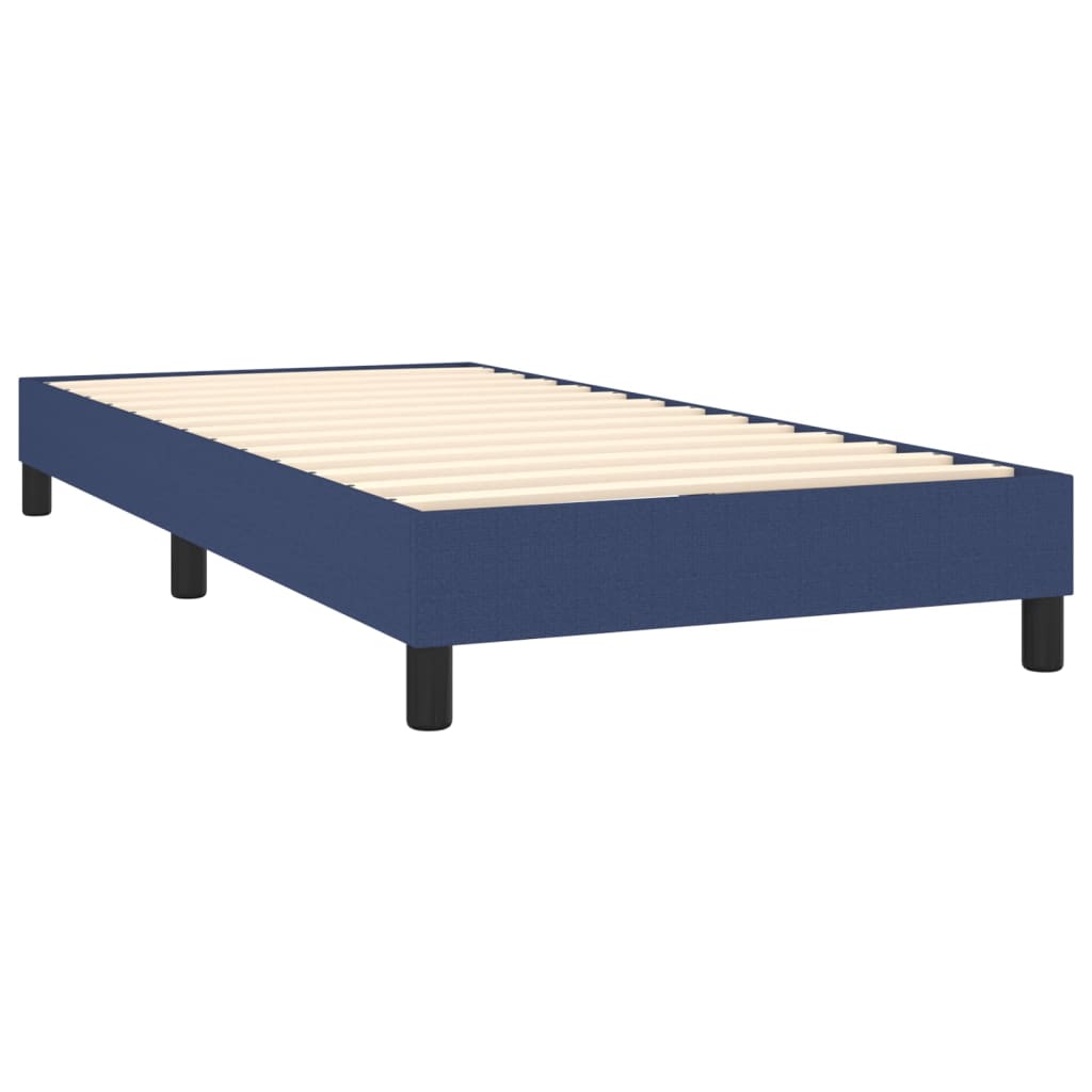 kék szövet rugós ágy matraccal 90 x 200 cm
