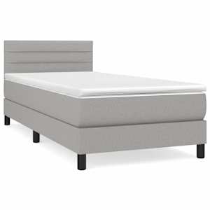 Box spring postel s matrací světle šedý 100 x 200 cm textil - obrázek 2