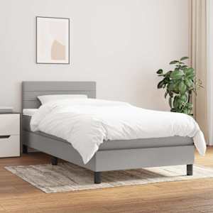 Box spring postel s matrací světle šedý 100 x 200 cm textil - obrázek 1