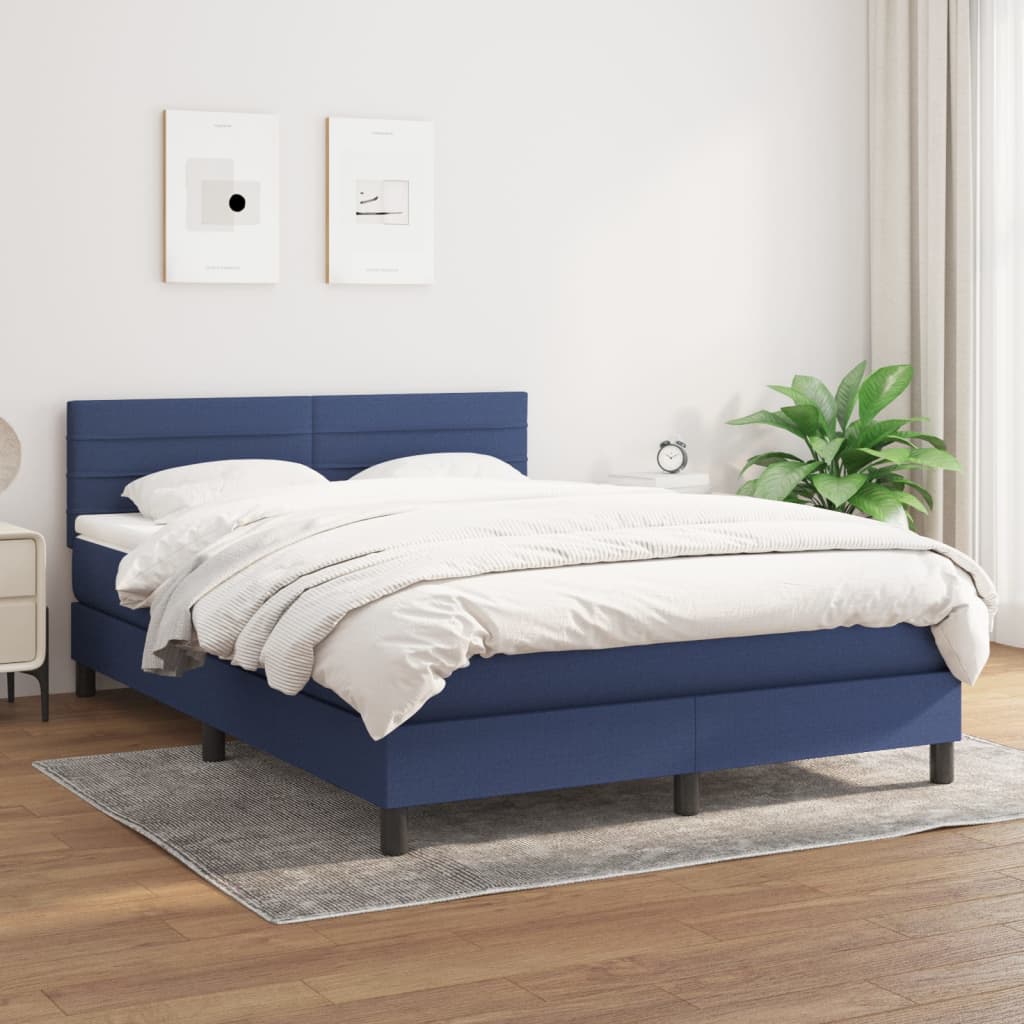  ΚΡΕΒΑΤΙ BOXSPRING ΜΕ ΣΤΡΩΜΑ ΜΠΛΕ 140X190 ΕΚ. ΥΦΑΣΜΑΤΙΝΟ V-3140135