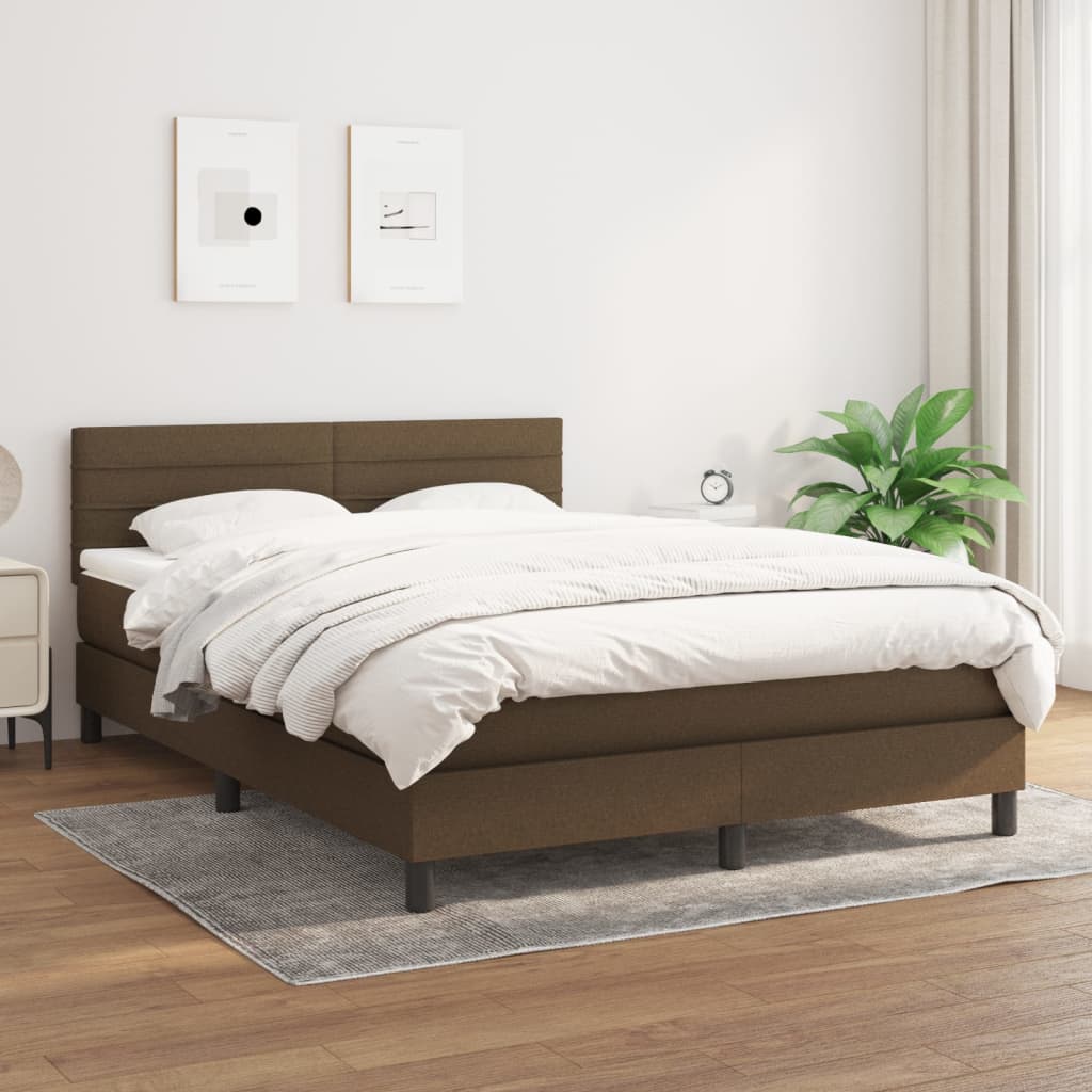 Lit à sommier tapissier avec matelas Marron foncé 140x200 cm