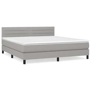 Box spring postel s matrací světle šedá 160 x 200 cm textil - obrázek 2