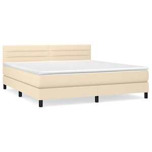 Box spring postel s matrací krémová 160x200 cm textil - obrázek 2