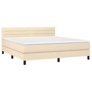 Box spring postel s matrací krémová 160x200 cm textil - obrázek 3