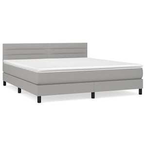 Box spring postel s matrací světle šedá 180 x 200 cm textil - obrázek 2