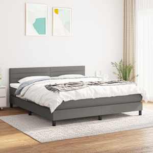 Box spring postel s matrací tmavě šedá 180x200 cm textil - obrázek 1