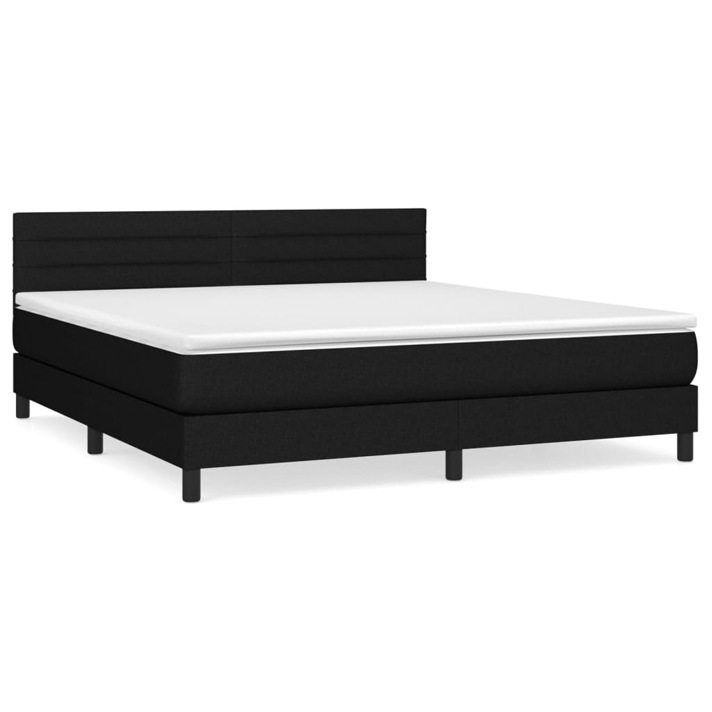 vidaXL Boxspring met matras stof zwart 180x200 cm