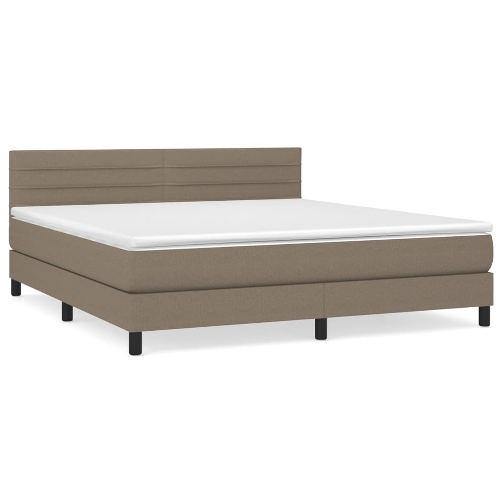 vidaXL Box spring postelja z vzmetnico taupe 180x200 cm blago