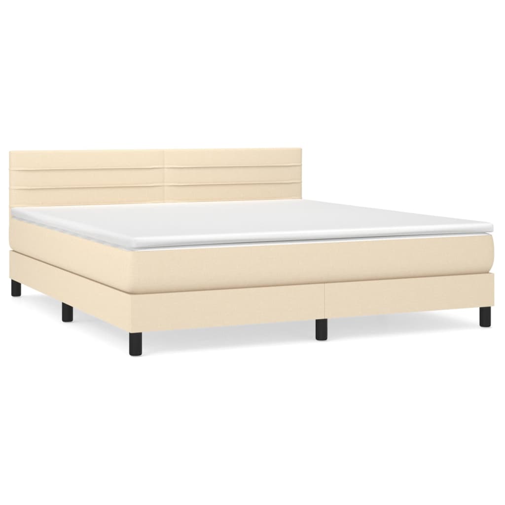 vidaXL Posteľný rám boxspring s matracom krémový 180x200 cm látka