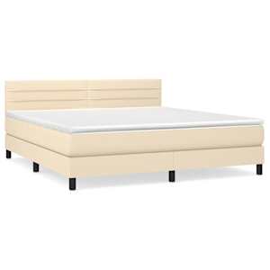 Box spring postel s matrací krémová 180x200 cm textil - obrázek 2