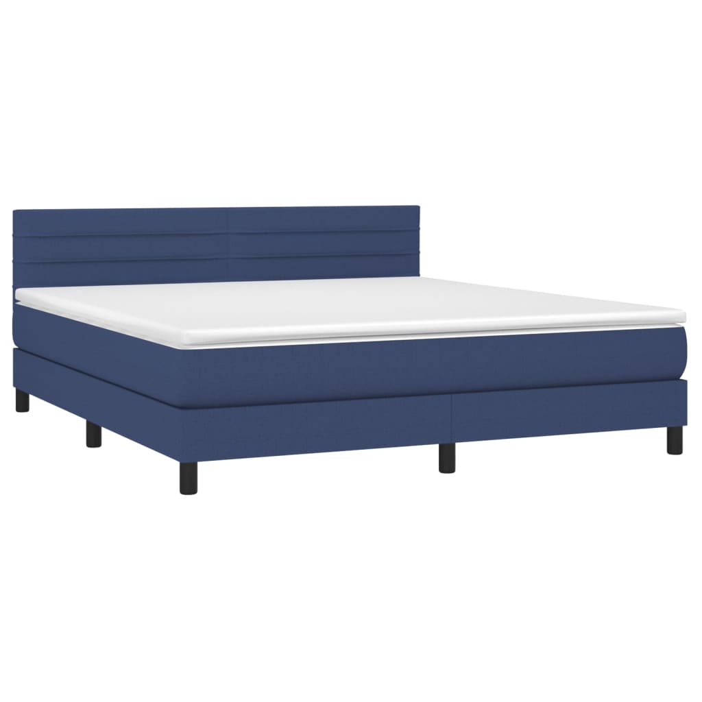 vidaXL Boxspring met matras stof blauw 180x200 cm afbeelding