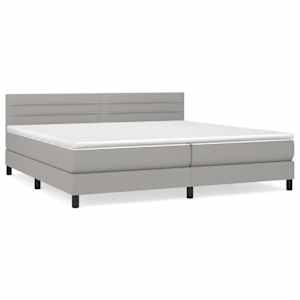 Box spring postelja z vzmetnico svetlo siva 200x200 cm blago - slika 2