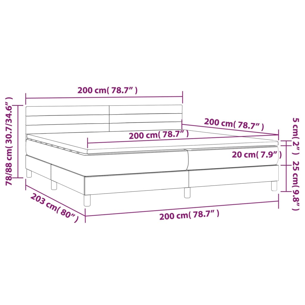 Box spring postelja z vzmetnico temno rjav 200x200 cm blago