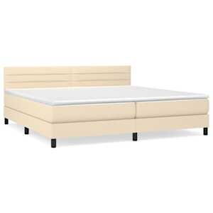 Box spring postel s matrací krémová 200x200 cm textil - obrázek 2
