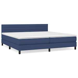 Box spring postel s matrací modrá 200x200 cm textil - obrázek 2