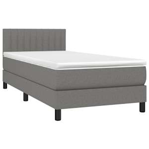 Box spring postel s matrací tmavě šedá 80 x 200 cm textil - obrázek 3