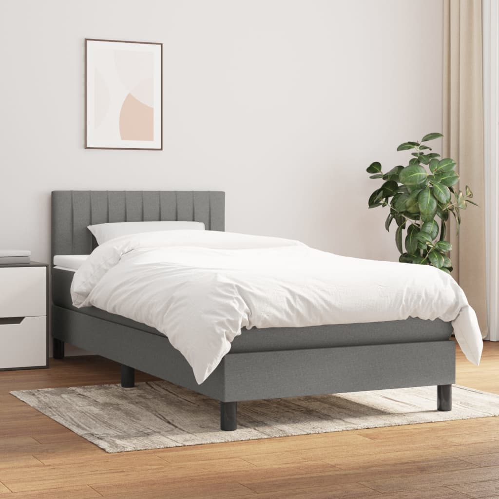 vidaXL Lit à sommier tapissier avec matelas Gris foncé 80x200 cm Tissu