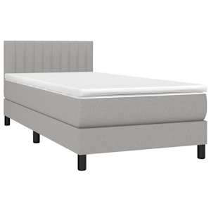 Box spring postelja z vzmetnico svetlo siva 90x190 cm blago - slika 3