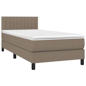 Box spring postelja z vzmetnico taupe 90x190 cm blago - slika 3