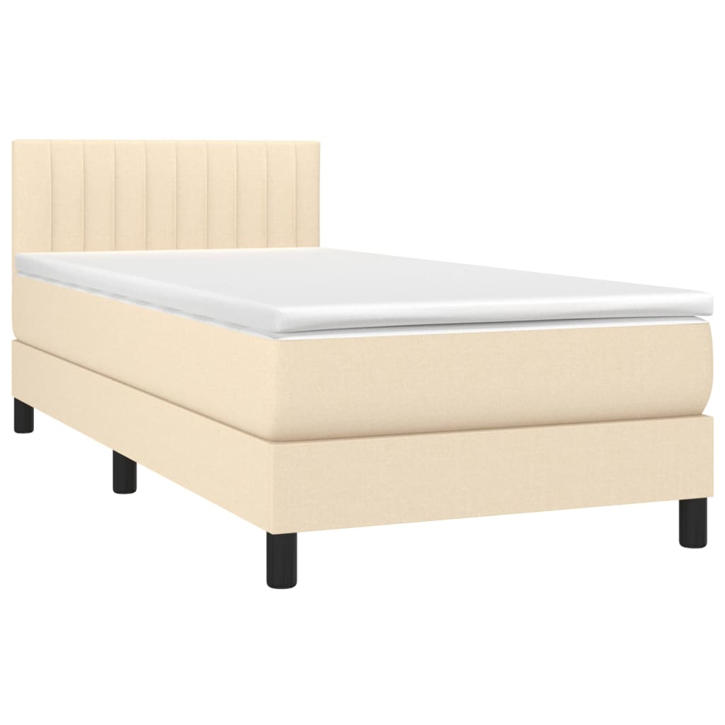 vidaXL Boxspring met matras stof crèmekleurig 90x190 cm afbeelding