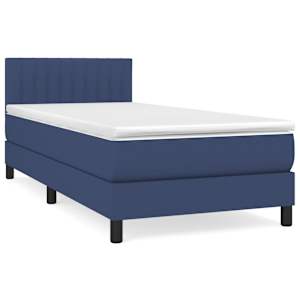 Box spring postel s matrací modrá 90x190 cm textil - obrázek 2