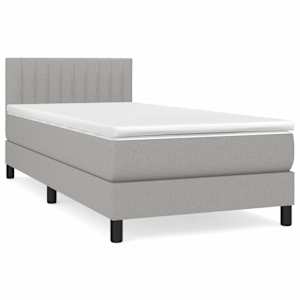 Box spring postel s matrací světle šedý 100 x 200 cm textil - obrázek 2