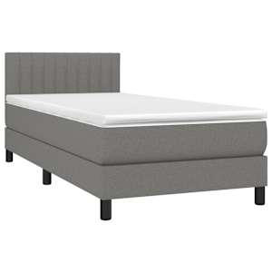 Box spring postel s matrací tmavě šedá 100 x 200 cm textil - obrázek 3