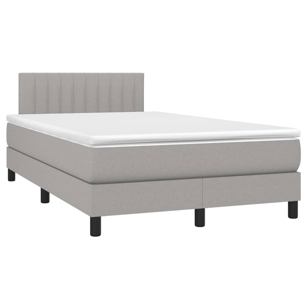 Box spring postelja z vzmetnico svetlo siva 120x200 cm blago