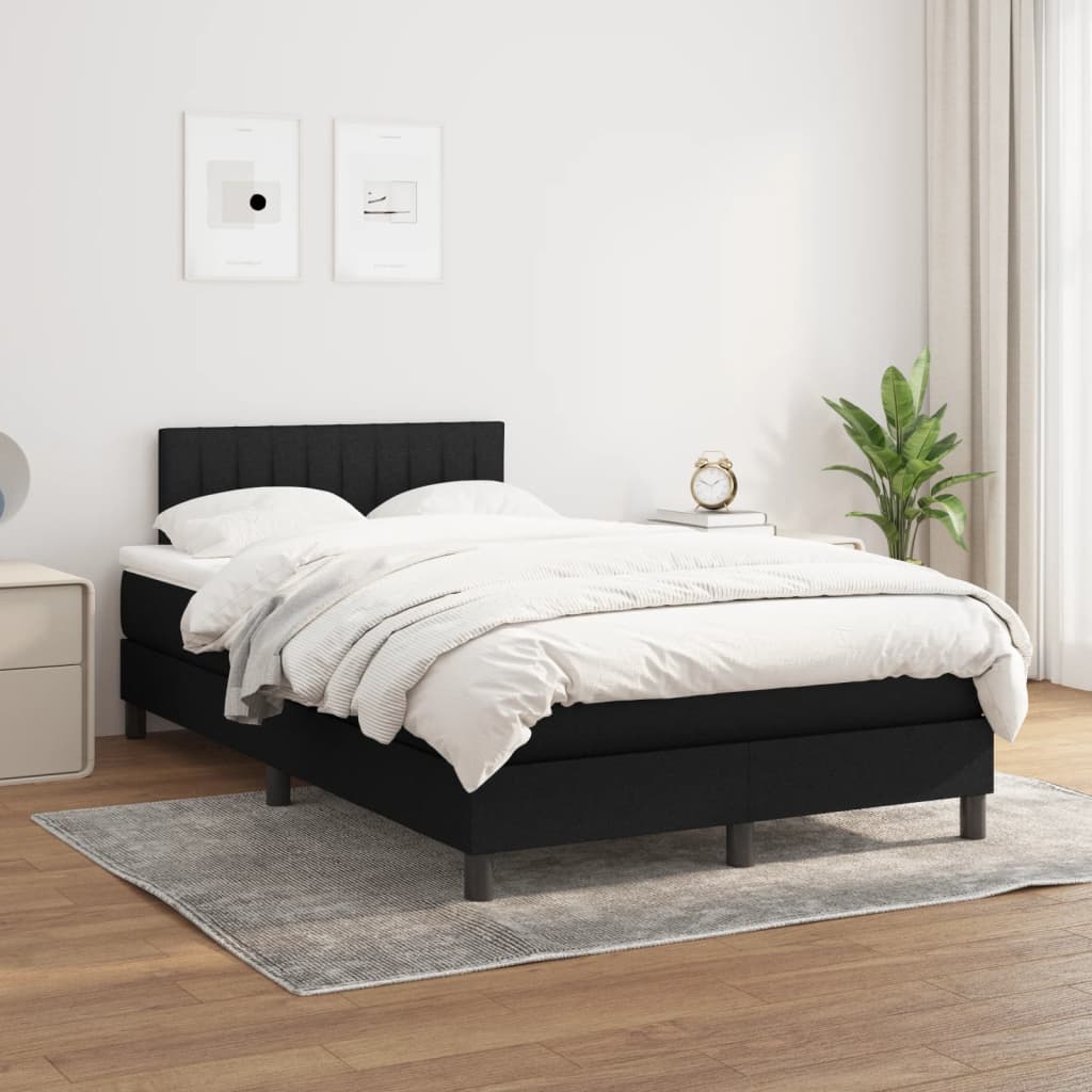 vidaXL Lit à sommier tapissier avec matelas Noir 120x200 cm Tissu