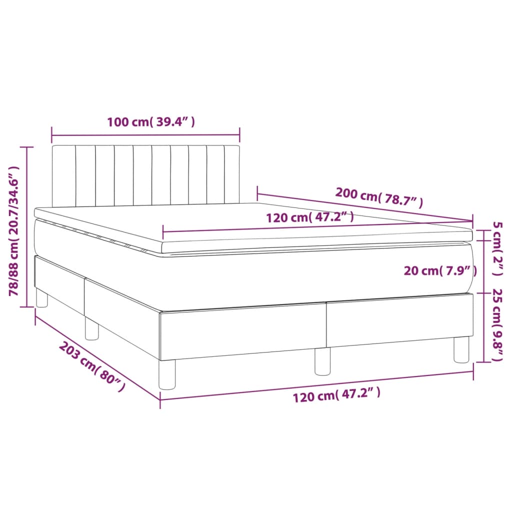 Box spring postel s matrací krémová 120x200 cm textil