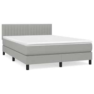 Box spring posteljni z vzmetnico svetlo siv 140x190 cm blago - slika 2