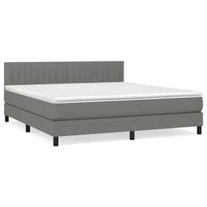 Box spring postelja z vzmetnico temno siva 160x200 cm blago - slika 2
