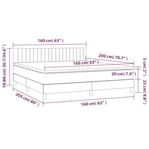 Box spring postel s matrací tmavě hnědá 160x200 cm textil - obrázek 7