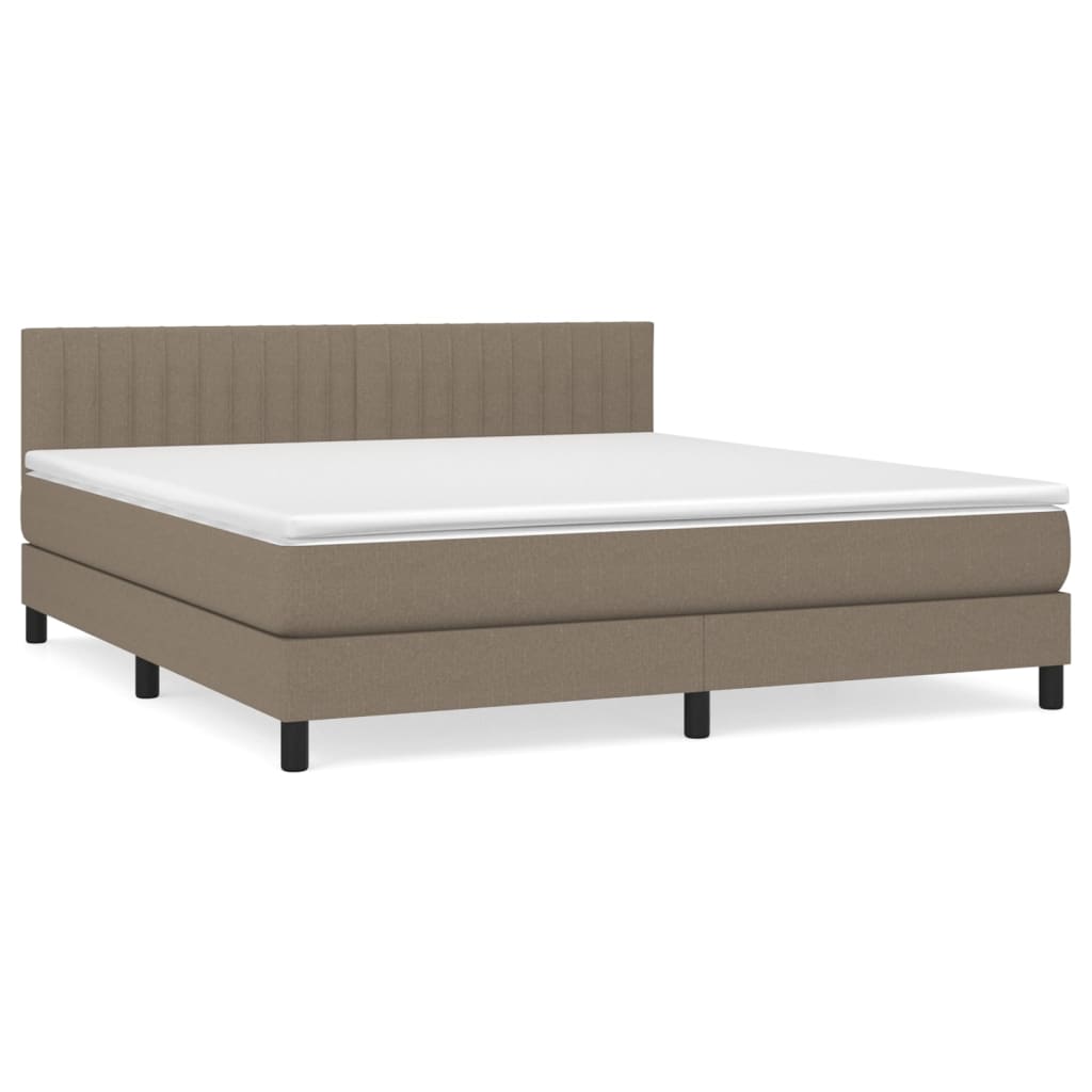 vidaXL Box spring postelja z vzmetnico taupe 160x200 cm blago