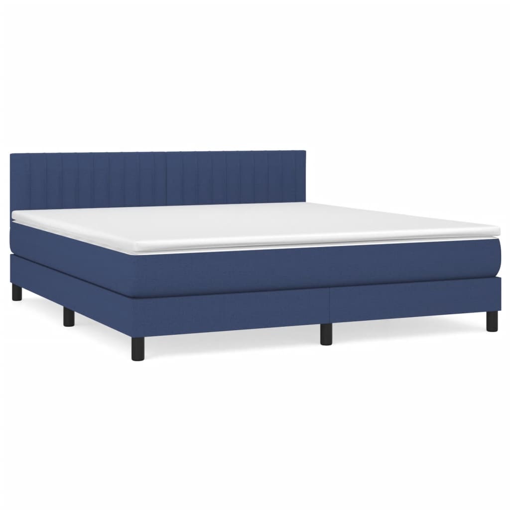 vidaXL Posteľný rám boxspring s matracom modrý 160x200 cm látka