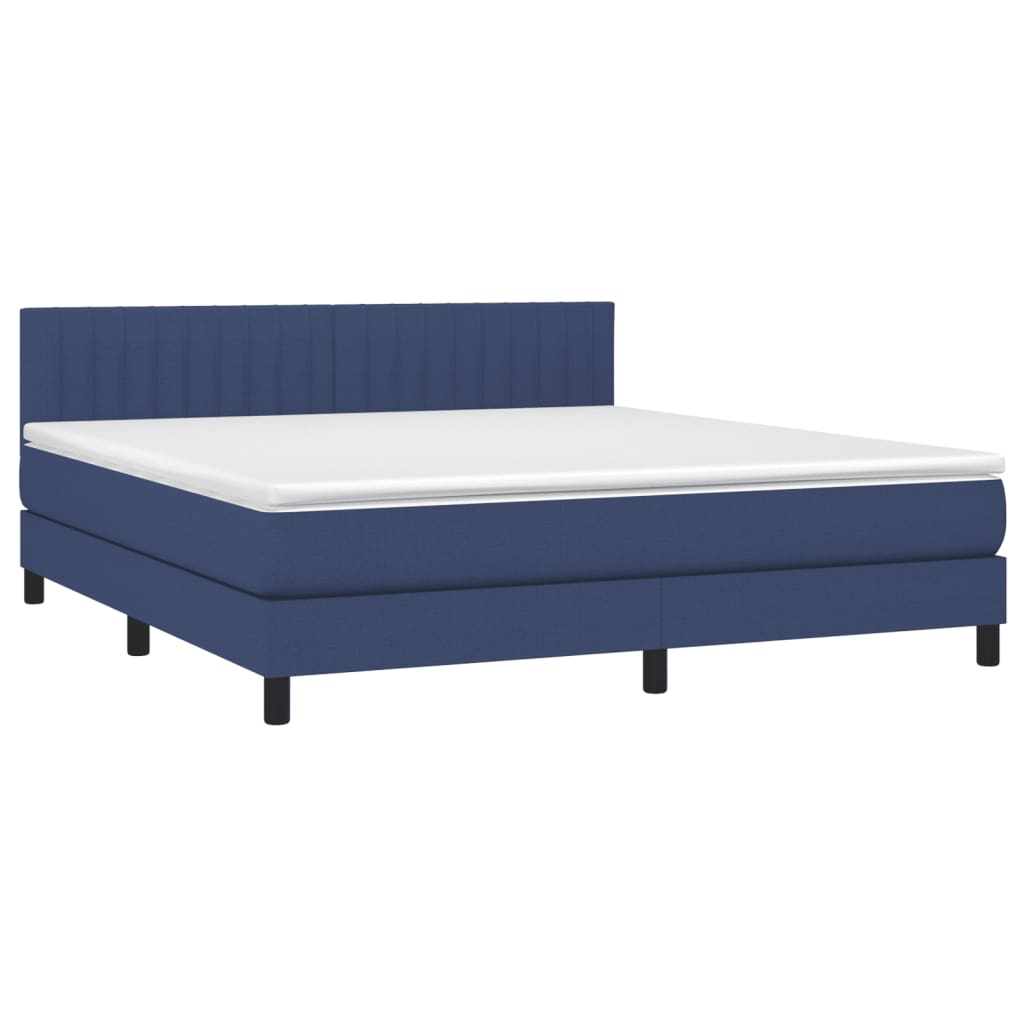 vidaXL Boxspring met matras stof blauw 160x200 cm afbeelding