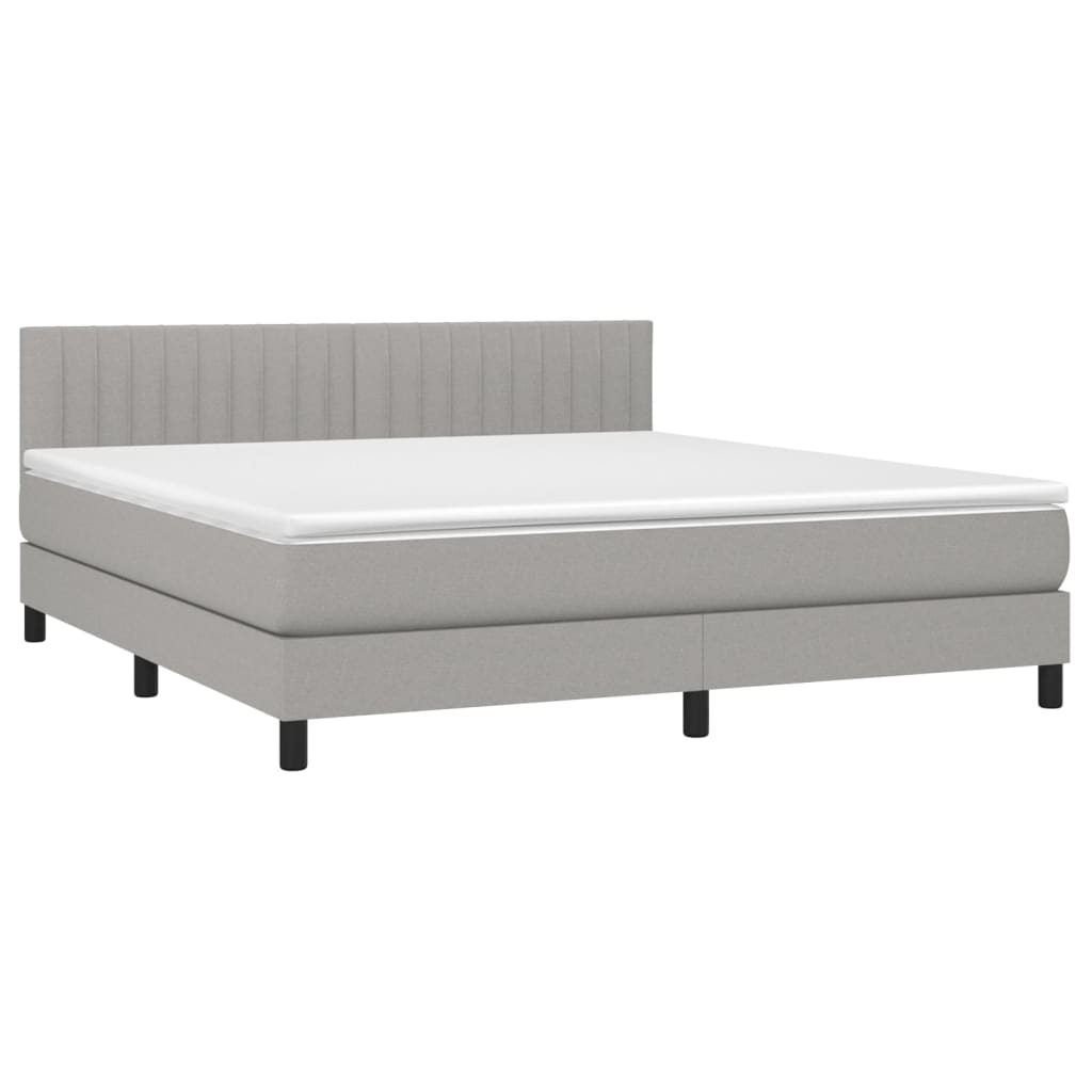 vidaXL Boxspring met matras stof lichtgrijs 180x200 cm afbeelding