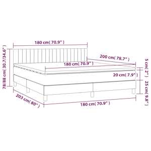 Box spring postel s matrací tmavě šedá 180x200 cm textil - obrázek 7