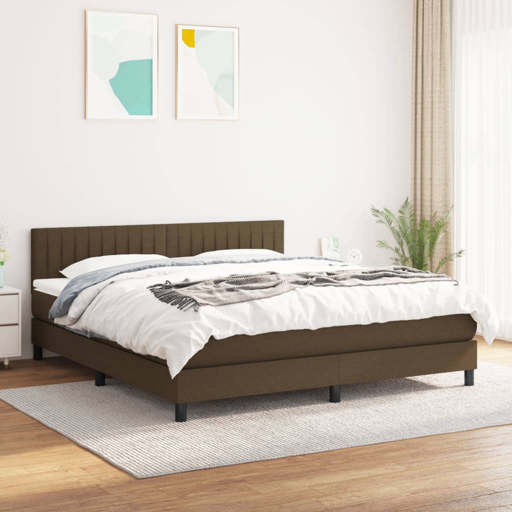 vidaXL Pat continental cu saltea maro închis 180x200cm material textil 180x200cm imagine noua