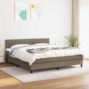 Box spring postel s matrací taupe 180x200 cm textil - obrázek 1
